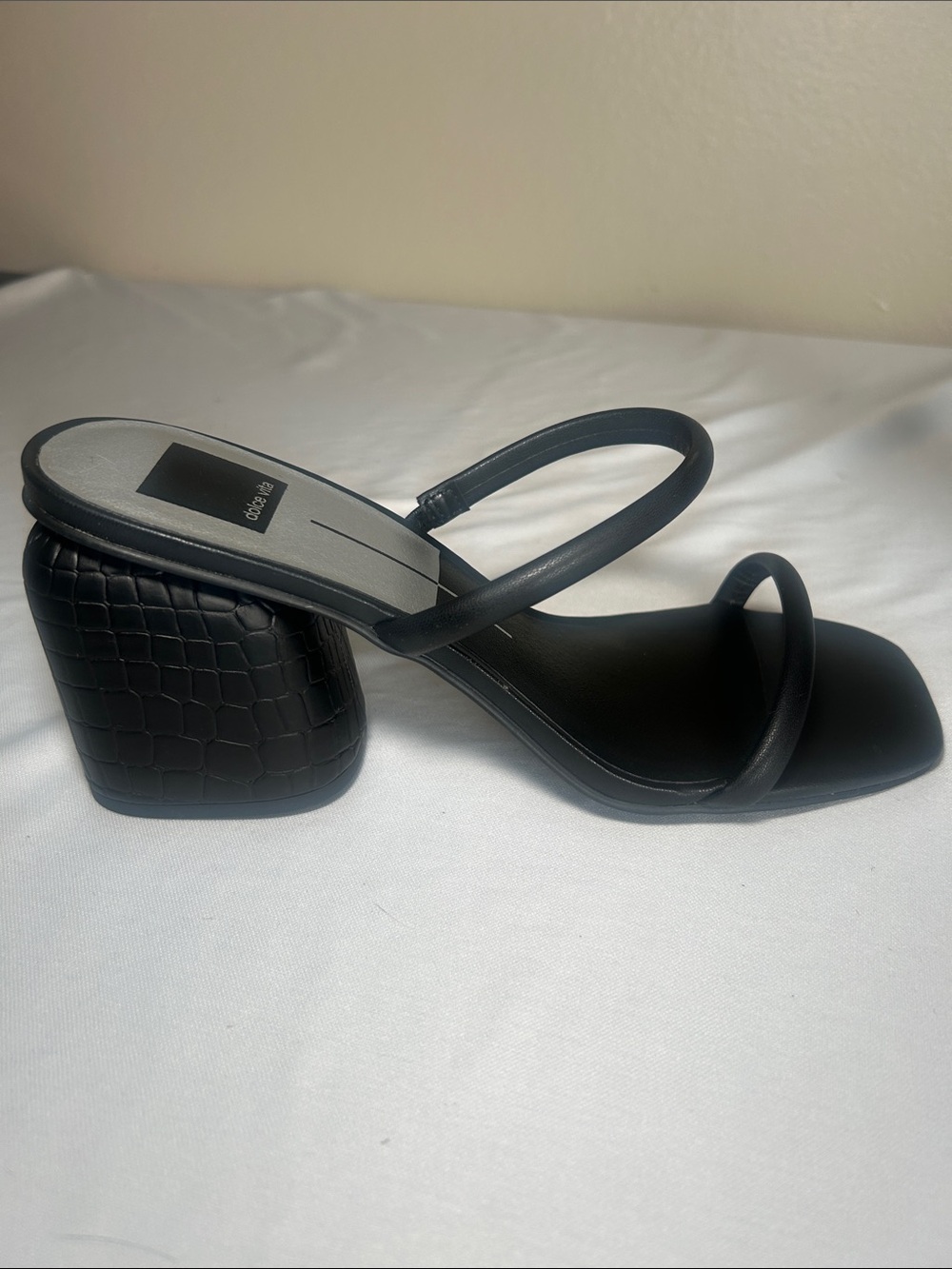 Like New Dolce Vita Peyton Slide Double Strap Block Heels Black Sandals Size 10